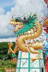 Fototapeta premium China dragon, Chinese temple in thailand.