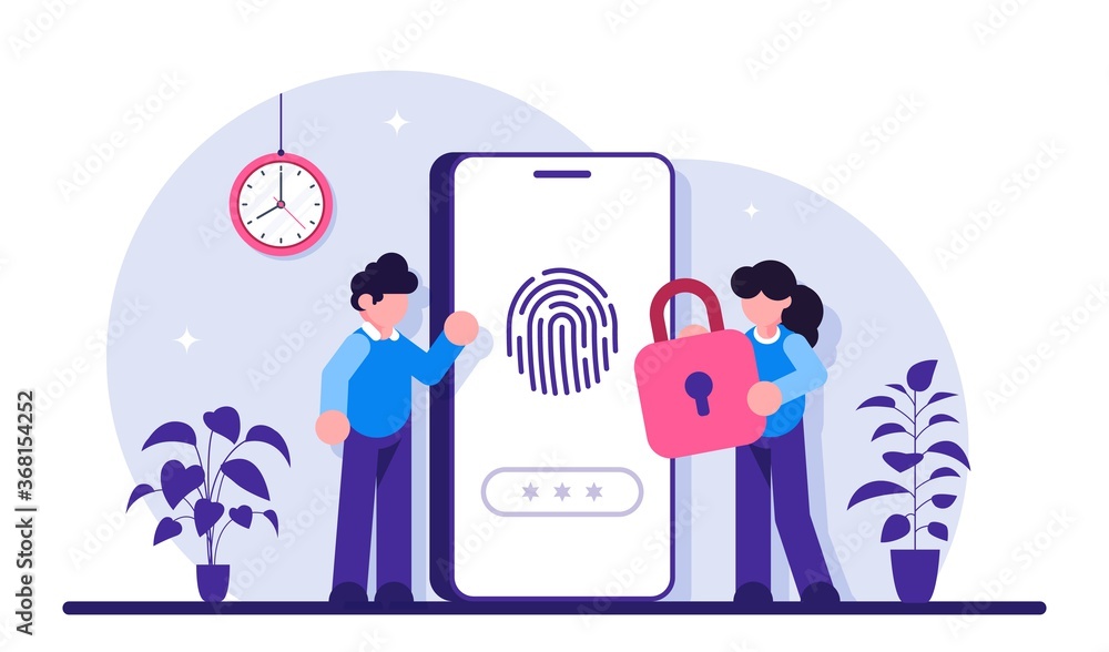 Poster finger authentication concept. fingerprint screening security system, fraud detection, biometric acc