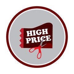 a pair of scissors cutting a high price tag
