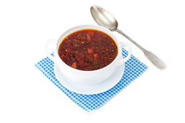 Russian national dish, beetroot soup. Studio Photo