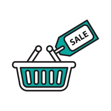 recommend clip art: shopping basket with sale tag