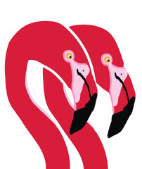 illustration of a pink flamingo, bird drawing, print, pattern, pink, coral, flamingo background, pair, duo