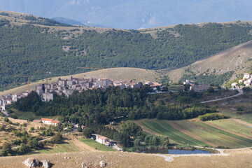 Fototapeta na wymiar Aerial view of italian village in mountains, Abruzzo, Italy.