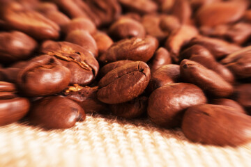 Nahaufnahme von Kaffeebohnen 