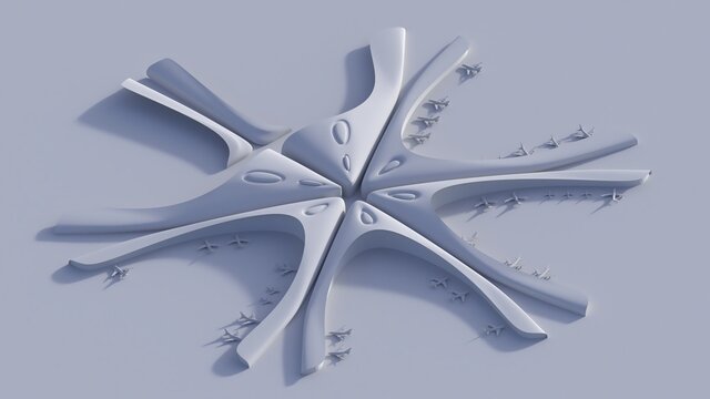 Beijing Daxing International Airport 3D Isometric illustration