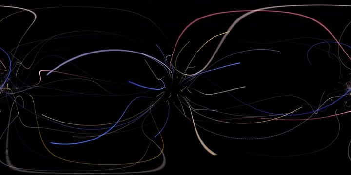 Curves that flows at high speed from front to back visual effects for 360 VR video.(loopable) Ver.1