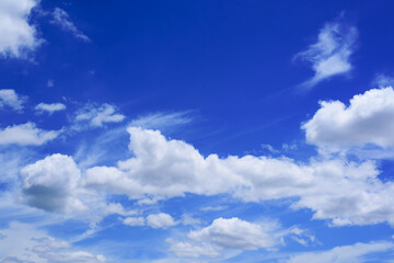 Blue sky with clouds in summer season, Nature background