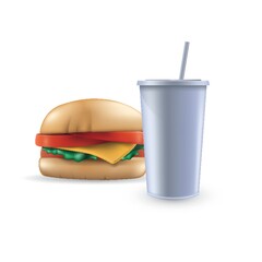 burger with soft drink