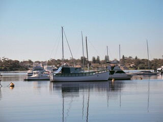 Fototapeta na wymiar boats and yachts on Swan River Perth Western Australia