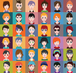 Fototapeta na wymiar Collection of avatars ( Man and woman Characters )