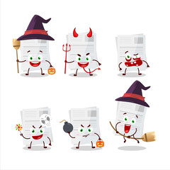 Halloween expression emoticons with cartoon character of essay paper