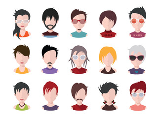 Smiling people avatar set. Different men and women characters collection.