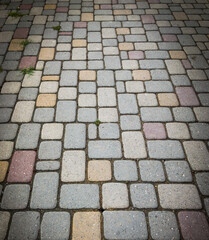 colorful street paving stones, sidewalk