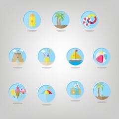 set of beach icons
