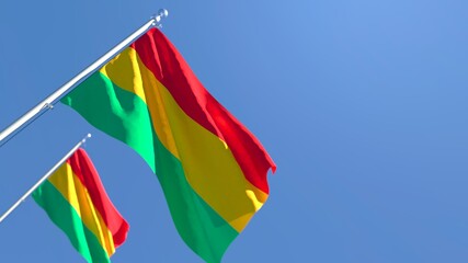3D rendering of the national flag of Bolivia waving in the wind