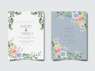 elegant wedding invitation cards with beautiful floral concept