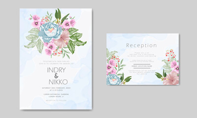 Fototapeta na wymiar elegant wedding invitation cards with beautiful floral concept