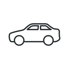 Vector illustration of car side view icon on white background