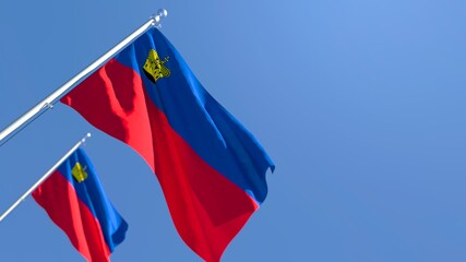 Fototapeta premium 3D rendering of the national flag of Liechtenstein waving in the wind