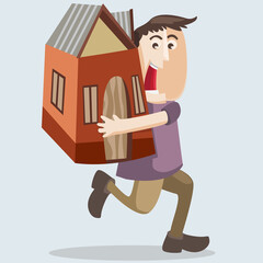 a thief stealing or rob a house flat vector illustration 