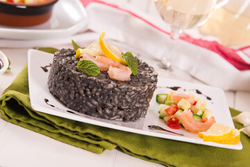 Squid ink risotto.	