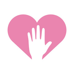 hand human up in heart flat style icon