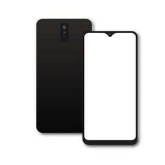 Realistic smartphone with front and back view. Vector illustration.