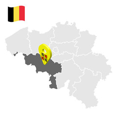 Location of Eno on map Belgium. 3d location sign similar to the flag of Eno. Quality map  with  provinces of  Belgium for your design. EPS10.