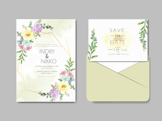 Fototapeta premium elegant wedding invitation cards with beautiful floral concept