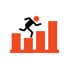 man running on bar graph