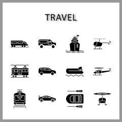 travel and vehicle icon set isolated on white background for web design
