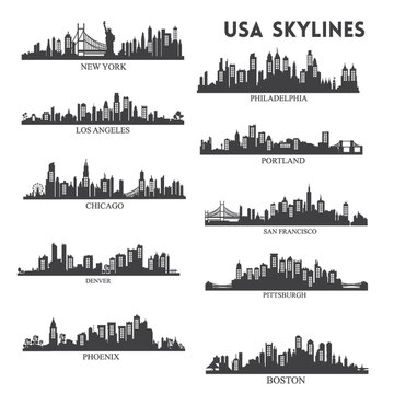 usa skyline silhouette collection