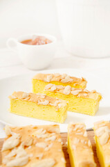 Fototapeta na wymiar Delicious Soft Cake with almond