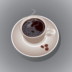 cup of coffee and coffee beans