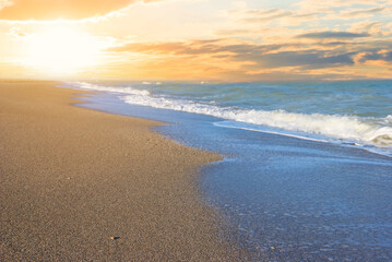 summer sandy sea beach at the sunset