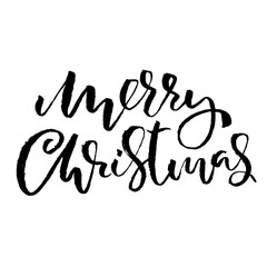Hand drawn phrase Merry Christmas. Grunge lettering design. Vector typography vector illustration.