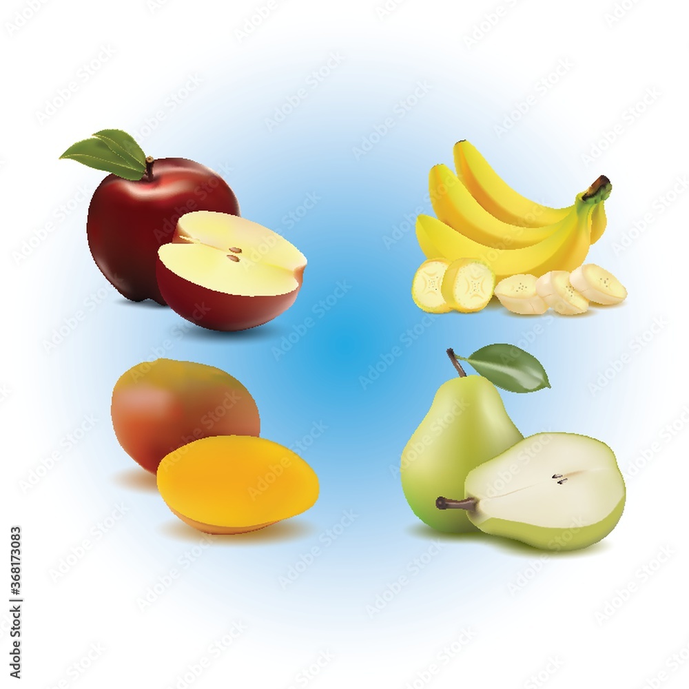 Poster set of fruit icons