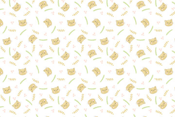 design for baby blanket flowers leaves branches spring summer cat