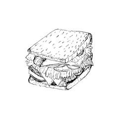 Sandwich. vector illustration of the sketch style.