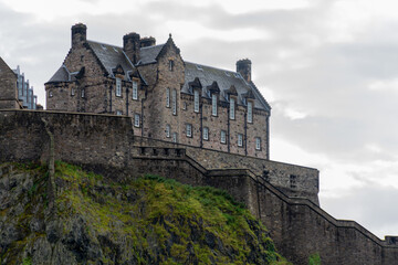 Fototapeta na wymiar Edinburgh Castle with part of the walls