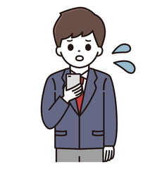 男子学生 スマートフォン イラスト