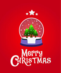 Christmas logo in red background merry xmas greeting card