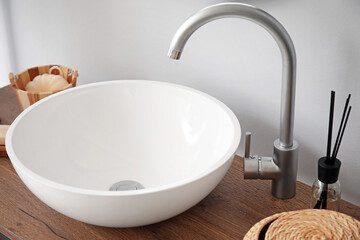 Sink in interior of modern stylish bathroom