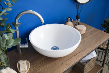 Sink in interior of modern stylish bathroom