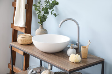 Sink in interior of modern stylish bathroom