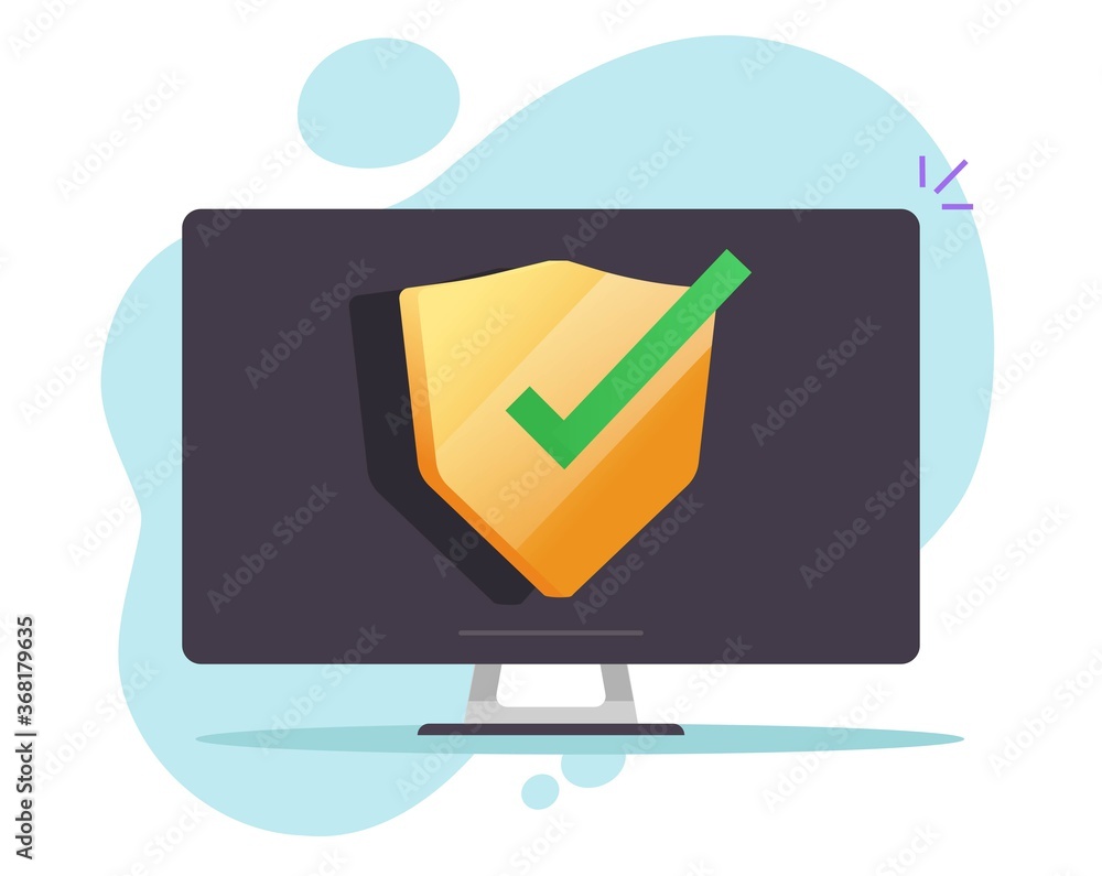 Poster online security computer desktop protection shield on screen or pc protected with safety privacy acc