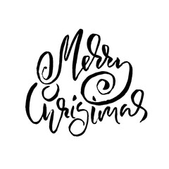 Hand drawn phrase Merry Christmas. Grunge lettering design. Vector typography vector illustration.