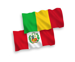 Flags of Mali and Peru on a white background