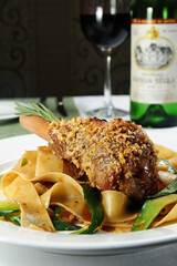 A Plate Of Roast Pig Spleen With Tagliatelle