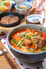 A Bowl Of Japanese Style Spicy Beef Soup